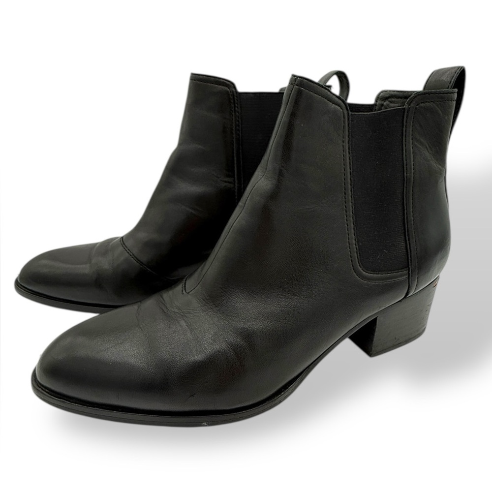 rag & bone Walker Black Leather Block Heel Chelsea Ankle ‎ Boots  Size 40/10
